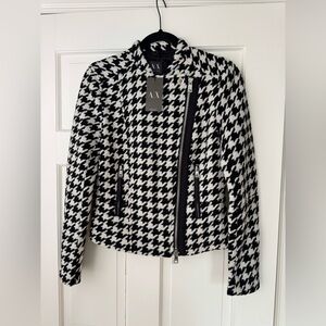 NEW Armani Exchange Black and White Houndstooth Blazer